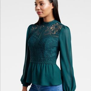 NWT! Ever New green lace blouse